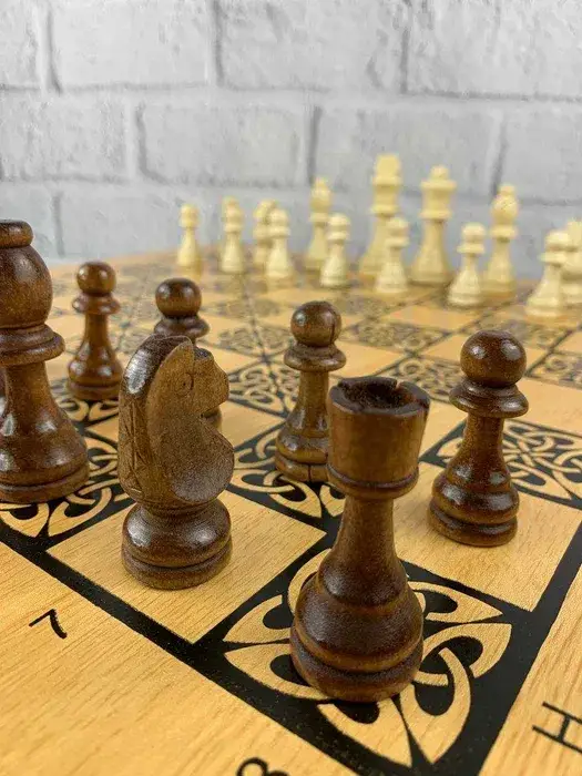 Настольная игра 3 в 1 Шахматы. Шашки. Нарды. 50х50см. Большие фигуры Настольная игра 3 в 1 Шахматы. Шашки. Нарды. 50х50см. Большие фигуры - 3